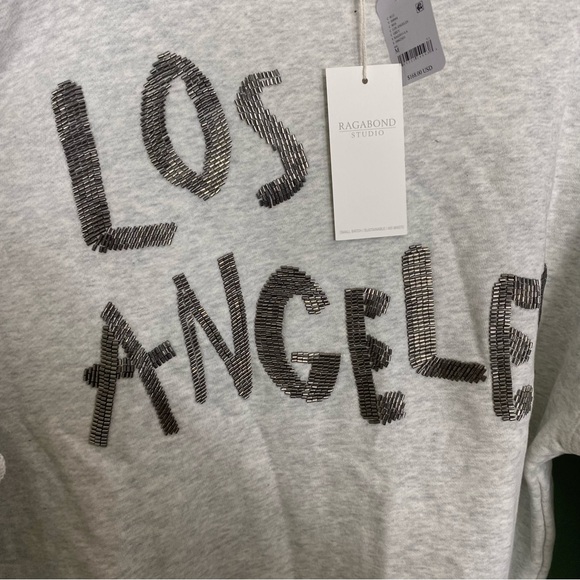 Ragabond Studio Free People Los Angeles Beaded Embellished Sweatshirt Medium - Picture 2 of 5